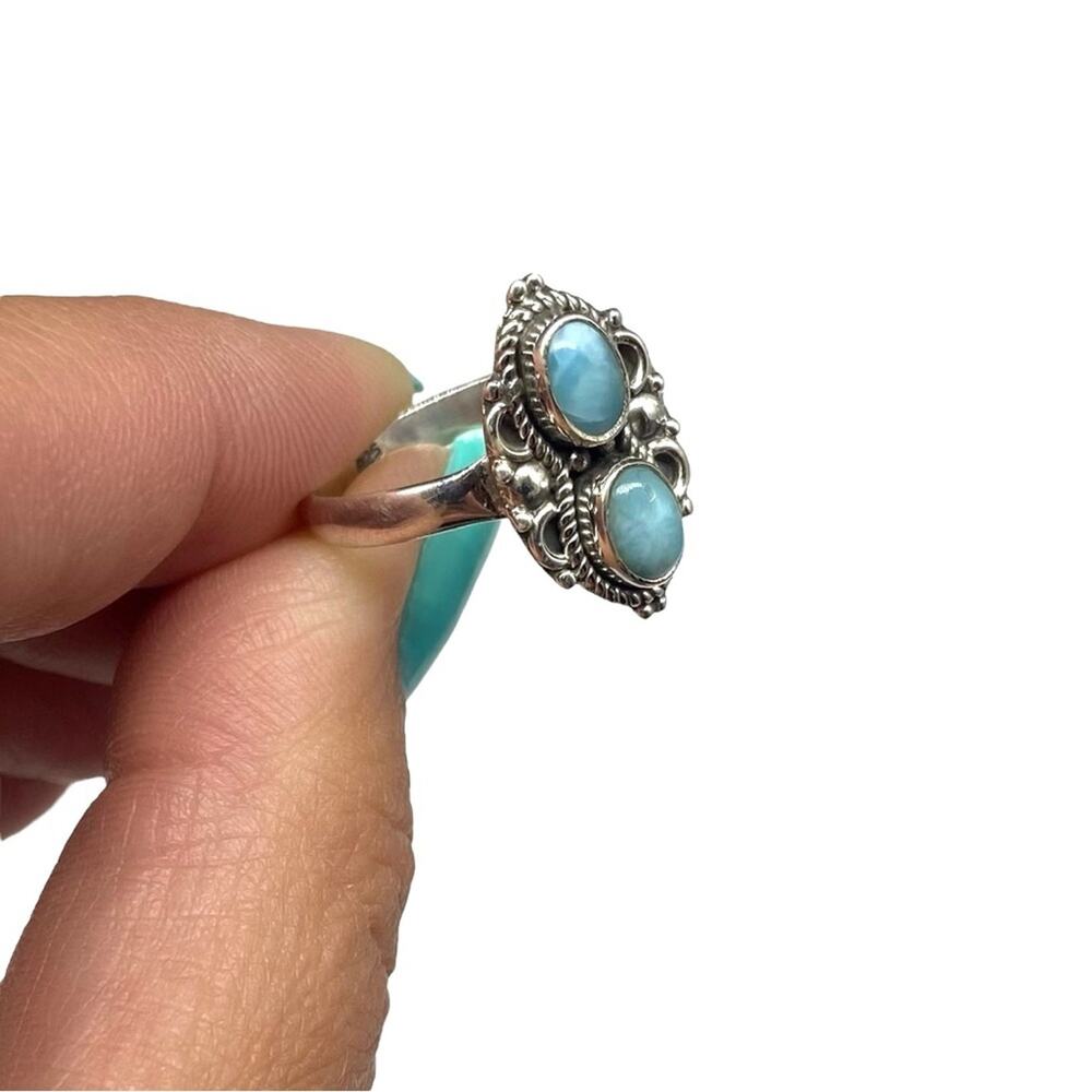 Larimar Ring Size 8 Solid 925 Sterling Silver - image 6